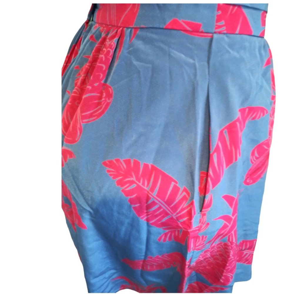 Blue & Pink Tropical Print Vintage Wide-Leg Shorts by Diane Gilman for Cabal - Picture 9 of 9